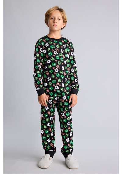 Defacto Minecraft Lisanslı Baskılı 2li Pijama Takımı Erkek Çocuk I3437a826wnbk81 Siyah-bk81
