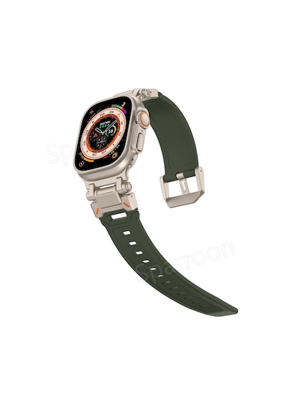 Apple Uyumlu  Watch  42mm 44mm 45mm 49mm Titanyum Metal Bağlantı Kitli Silikon Kordon 101