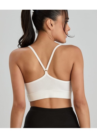 Aurafit Fitilli U Yaka İp Askılı Basic Büstiyer/croptop - 9027 Beyaz