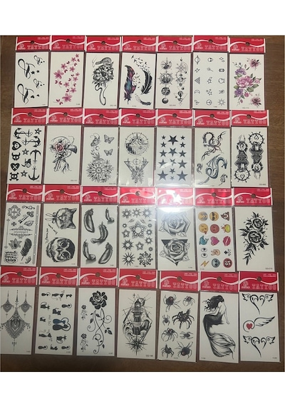 Airbrush Tattoo Minimal Yapıştırma Geçici Dövme Seti 30'lu Seri10