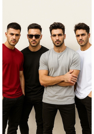 Rich Erkek 4'lü Paket Kırmızı-siyah-beyaz-antrasit %100 Pamuk Oversize Tişört Basic Kısa Kollu T-shirt Çok Renkli Rich Erkek 4'lü Paket Kırmızı-siyah-beyaz-antrasit %100 Pamuk Oversize Tişört Basic Kısa Kollu T-shirt Çok Renkli