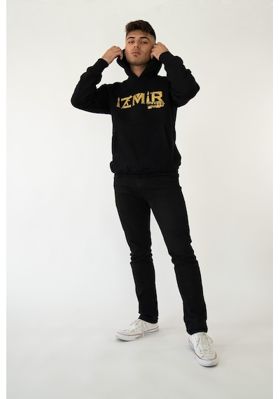 Izmir Mafıa Kapşonlu Siyah Unisex Sweatshirt Hoodie Polar Siyah