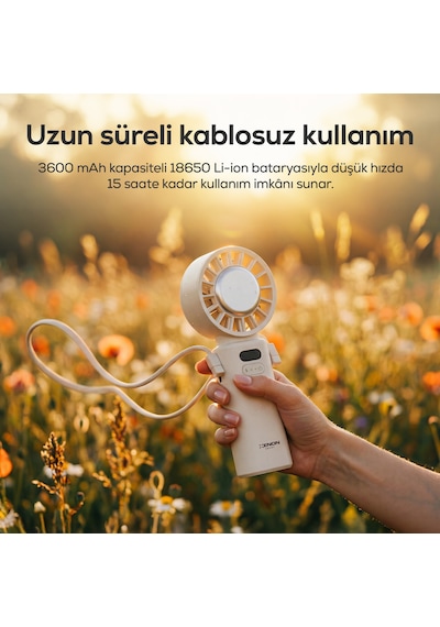 Xenon Smart Peltier Buz Soğutmalı El Vantilatörü 100 Kademe, 3600mah, 8300 Rpm, Usb-c, Askılı