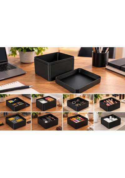 Kapaklı Mini Saklama Kutusu 3d Baskı Düzenleyici Organizer 79x104x52 Mm Siyah