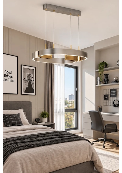 Modern Premium 3 Renkli Ledli Sarkıt Avizesi Platin Renk Salon Mutfak Oturma Odası Modelleri 60w Beyaz