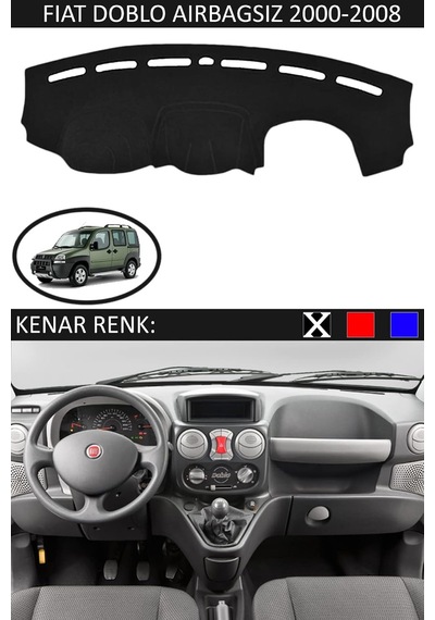 Guerrıno Torpido Koruma Halısı Siyah Kenar Renk Siyah Fiat Doblo Airbagsiz 2000-2008 İle Uyumlu Genel
