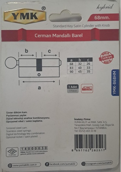 Ymk 68 Mm Cerman Hybrid Saten Mandallı Barel Ymk-b68hm