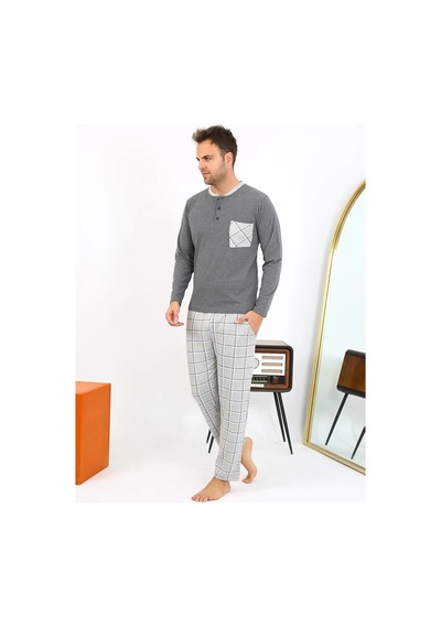 Najmaddin.com Beru Erkek Uzun Kol Penye Antrasit Pijama Takımı
