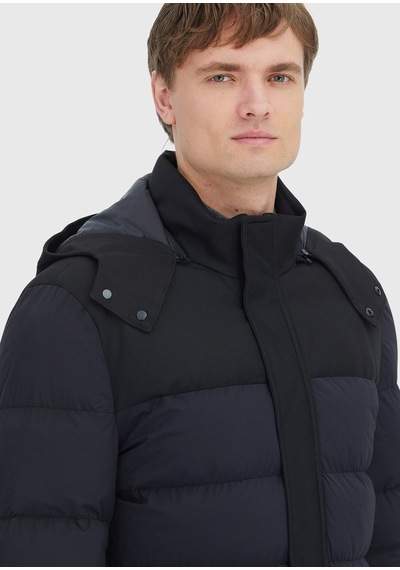 Ramsey Siyah Regular Fit Kapüşonlu Dokuma Kaban siyah black