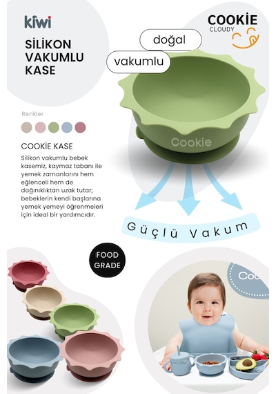 Kiwi Cloudy 11 Parça Full Silikon Bebek Beslenme Seti: Güvenli, Esnek, Bpa / Pvc İçermez