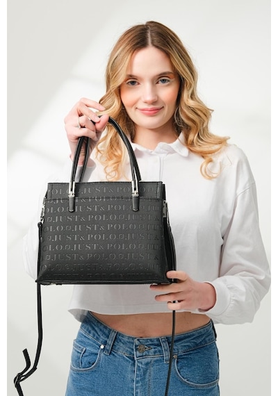 Just Polo 5 Bölmeli Şık El & Omuz Çantası Shoulder Bag Ebat : 22 X 25 Cm Siyah