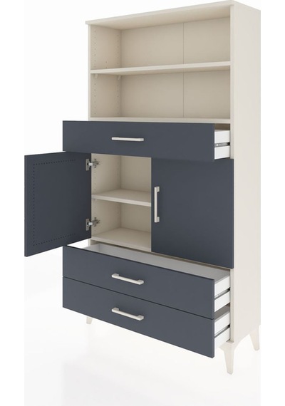 Arges Dolap 4 Raflı 3 Çekmeceli 2 Kapaklı 88x30x163 Aytaşı-antrasit Aytası