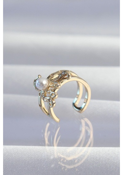 Pirinç Gold Renk İncili Ahtapot Earcuff Küpe