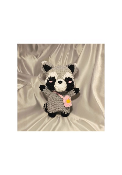 El Yapımı Tek Parça Tığ İşi Peluş: Rakun Amigurumi Çok Renkli