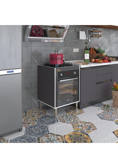 Kenzlife Ankastre Modülü Kabini Lev Yaşin Gri 89-81 60 56 Fırın Ocak Dolabı Ayarlı Ayaklı