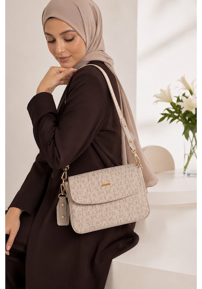 Just Polo Yeni Sezon Kolon Askılı 4 Bölmeli Kadın Çantası 25x15cm Bej