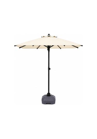 Alubrella Krem Güneş Şemsiyesi Kare, 210/210 8 Telli, Su Geçirmez Kumaş, Bidonlu Bej