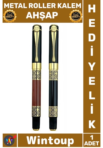 Kalem Lüks Ofis Hediyelik Şık Tasarım Kaliteli İmza Yazı Seti Ergonomik Metal Roller Kalem Ahşap Çok Renkli