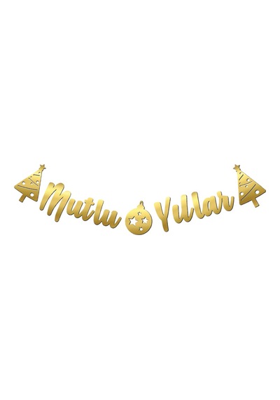 Mutlu Yıllar, Metalik Altın Banner - 2.10 Mt
