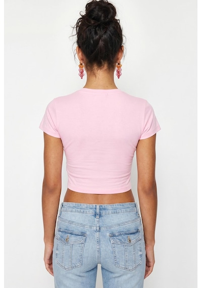Shade Kadın Kısa Kollu Bisiklet Yaka Crop T-shirt 60286904 - Pembe Shade Kadın Kısa Kollu Bisiklet Yaka Crop T-shirt 60286904 - Pembe