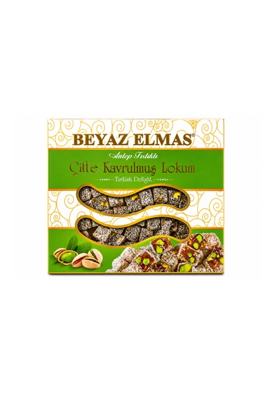 Beyaz Elmas Çifte Kavrulmuş Lokum 400 Gr Antep Fıstıklı Geleneksel Türk Lokumu