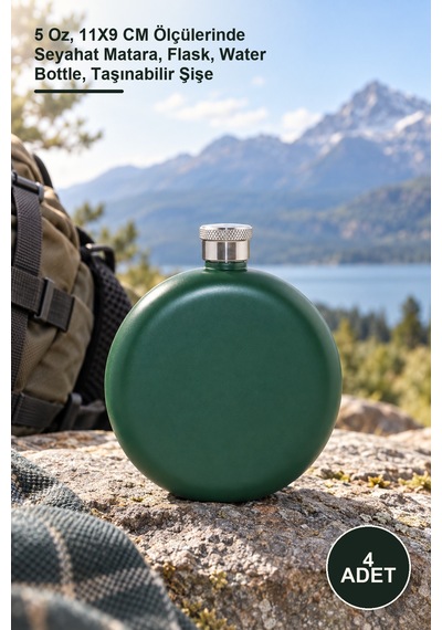 4 Adet Paslanmaz Çelik Matara 5 Oz, 11x9 Cm Ölçülerinde Seyahat Matara, Flask, Water Bottle, Taşınabilir Şişe