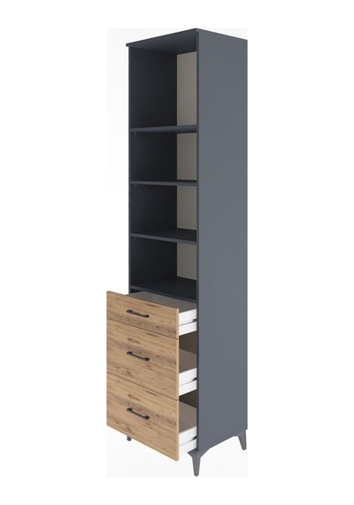 Hyperion Dolap 4 Raflı 3 Çekmeceli 60x44x243 Antrasit-çam Antrasit