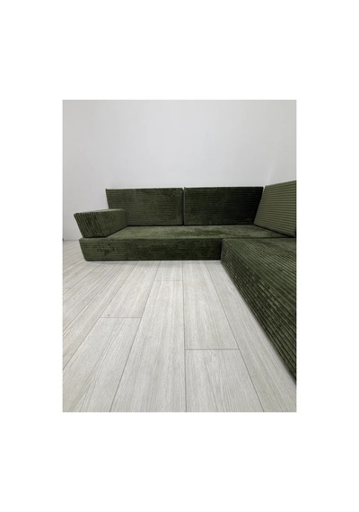 Premium Kadife Kumaş, Konforlu Yer Kanepesi ,modüler Şark Köşesi Takımı - Yeşil- U Set
