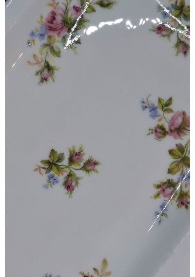 Moss Rose Kusursuz Antika Porselen Tepsi 30x18 Cm Pembe