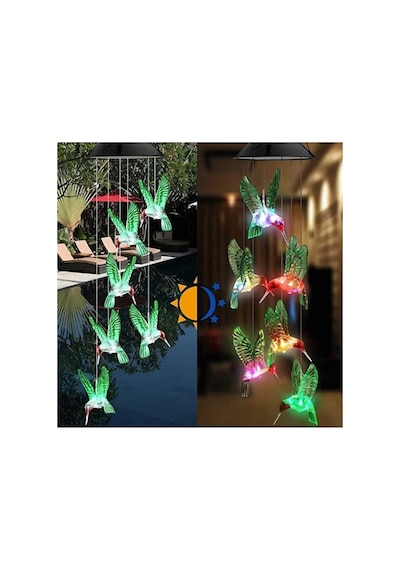 Kuş Figürlü Solar Güneş Enerjili Renk Geçişli Sarkıt Bahçe Balkon Ve Veranda Aydınlatması