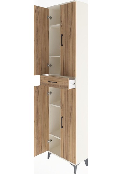 Arges Dolap 5 Raflı Tek Çekmeceli 4 Kapaklı 60x30x243 Aytaşı-çam Aytaşı