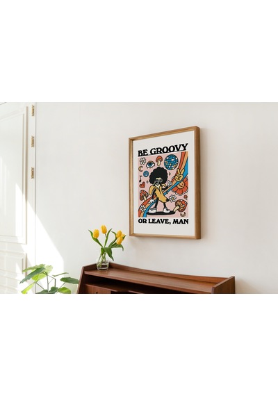 Groovy Retro, Funky Banana Poster, Groovy Ol Ya Da Git, 1980'ler Psikedelik Sanatı