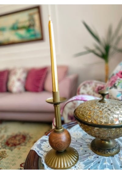 Tekli Pino Mumluk Ahşap Top Detaylı Eskitme