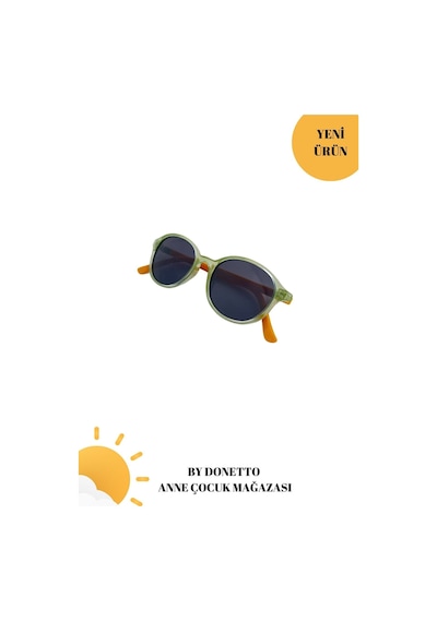 Unisex 0-2 Yaş Polarize Çerçeve Çocuk Güneş Gözlüğü Yeşil - Sarı