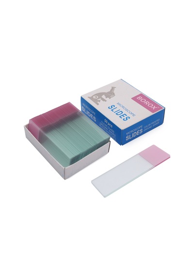 Borox Lam Tek Yüzey Pembe Rodajlı Mikroskop Slayt Camı 50 Adet