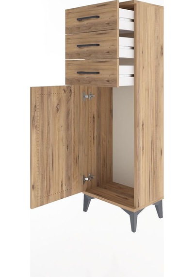 Arges Dolap 3 Çekmeceli Tek Kapaklı 44x30x134 Çam-çam Çam