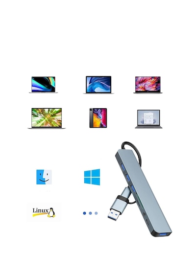 Microcase AL4615 Type C To USB 3.0 7 İn1 Port Çoğaltıcı Hub Adaptör