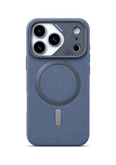 Apple iPhone 17 Pro Uyumlu İçi Kadife Magsafe Vegan Deri Kılıf Nut Serisi Gri