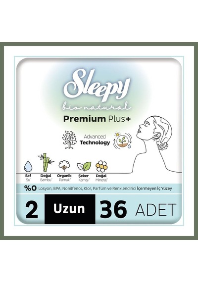 Bezos Bio Natural Premium Plus Mega Uzun Ped 36 Adet Bezos1
