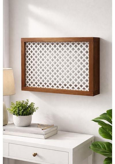 Modern Dekoratif Duvara Asılabilir Mdf Sigorta Ve Modem-wifi Saklama Kutusu 30x40 Cm Derinlik 10cm Ahşap