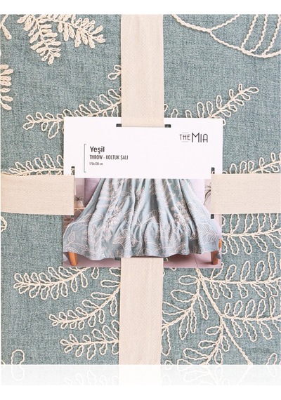 The Mia Throw Koltuk Şalı Püsküllü Yeşil 170x130 Yeşil