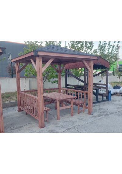 Şen Mobilya Ahşap Kamelya Gölgelik Pergola Ahşap Çardak Maun