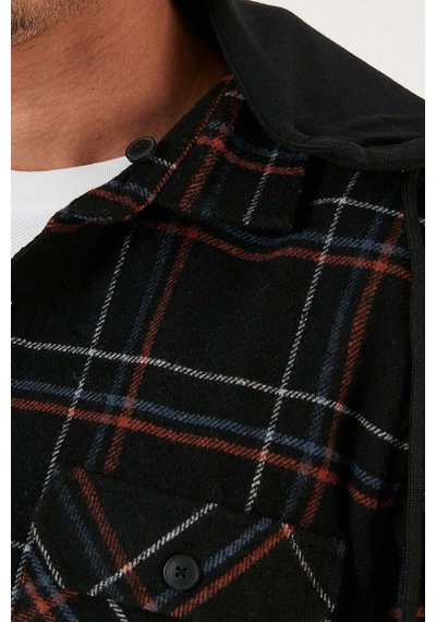 Buratti Ekoseli Regular Fit Çıkarılabilir Kapüşonlu Kışlık Erkek Gömlek Cf24W126985 Siyah Buratti Ekoseli Regular Fit Çıkarılabilir Kapüşonlu Kışlık Erkek Gömlek Cf24W126985 Siyah