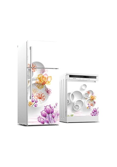 Buzdolabı Ve Bulaşık Makinası Beyaz Eşya Sticker Kaplama Altın Çiçek Diğer