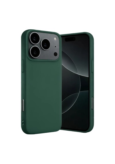 Apple Uyumlu iPhone 17 Pro Max Uyumlu Nano İçi Kadife Silikon - Koyu Yeşil