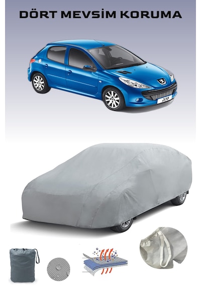 Peugeot 206+ Uyumlu Araba Brandası, Oto Branda, Araba Çadırı, Su-güneş Geçirmez Gri