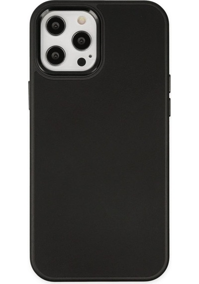 Apple iPhone Uyumlu   12 Pro Max Kılıf Asya Deri Silikon - Siyah