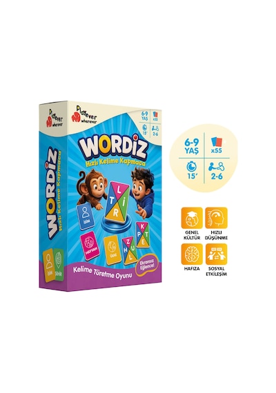 Playever Wordiz, Hızlı Kelime Kapmaca Ve Hafıza Kart Oyunu 6-9 Yaş