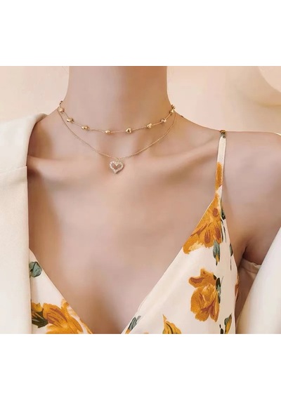 Girift Vintage Smitten Zarif Kalpli Taşlı Kolye Altın