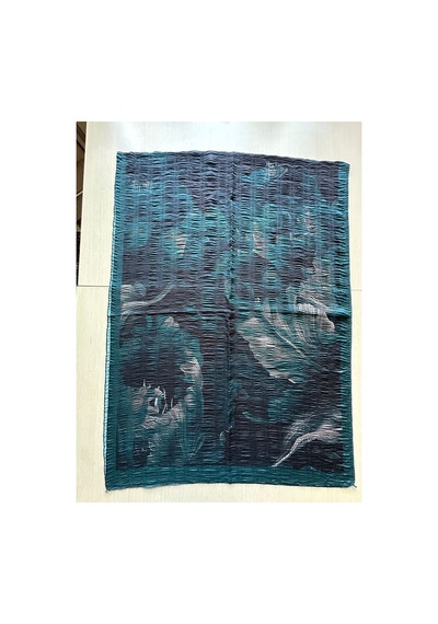 Müslüm, Floral Yaprak Desenli Bürümcük Şal Zarif, Kaymaz, Terletmez Ve Rahat Kullanım 75 X 200 Cm Siyah-Yeşil
